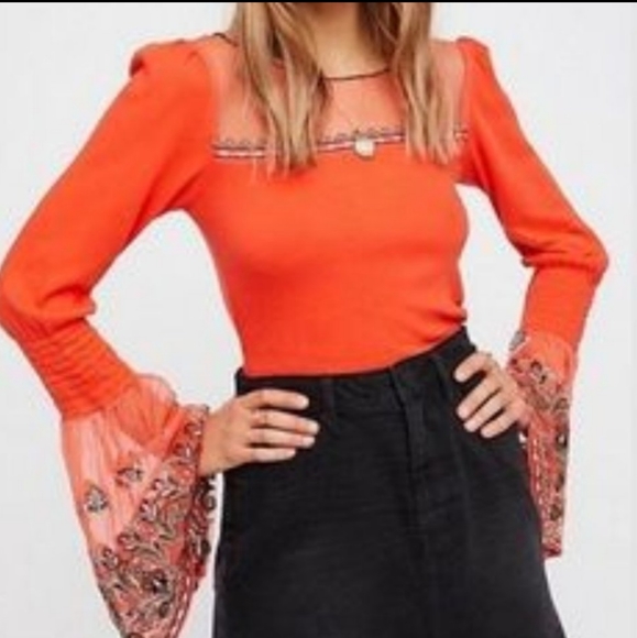 Free People High Tide Bell Sleeve Top - Picture 1 of 4